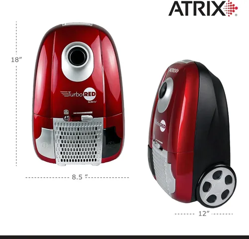 Miniatura 6 de Atrix Turbo Red AHC-1 HEPA - Potente motor de velocidad variable de 1,400 W, diseño ligero de bolsa de 6 cuartos de galón, filtración de 3 etapas