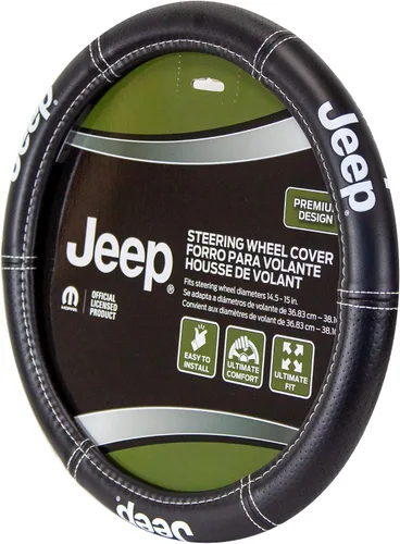 Miniatura 4 de Plasticolor 006695R01 Jeep Deluxe - Funda para volante de alta calidad con costuras de alto contraste para automóviles, camiones y SUV, color negro