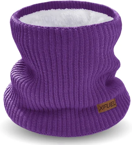 Miniatura 11 de Calentador de cuello para niños, polaina de cuello de invierno tejida, bufanda infinita con forro polar para niños y niñas, máscara de esquí