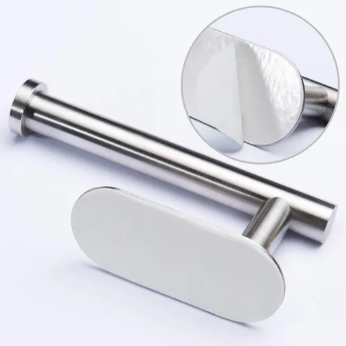 Miniatura 5 de YIGII Soporte de papel higiénico autoadhesivo – Portarrollos de papel higiénico adhesivo sin taladrar para baño, acero inoxidable cepillado Plata