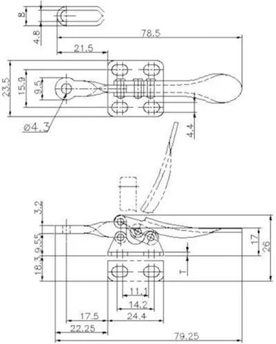 Miniatura 5 de 4PCS Palanca Abrazadera 201A Herramienta de Mano 60 lbs / 27kg Capacidad de Sostención Antideslizante Horizontal Herramienta de Liberación Rápida