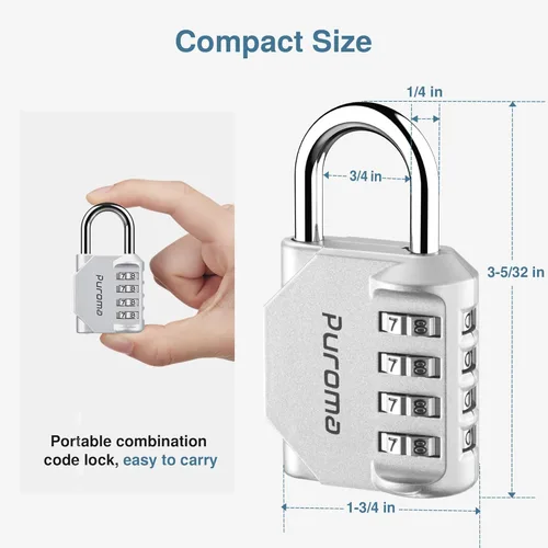 Miniatura 5 de Puroma - Candado impermeable de combinación de 4 dígitos, para intemperie, para casillero escolar o deportivo, valla, caja de herramientas, puerta