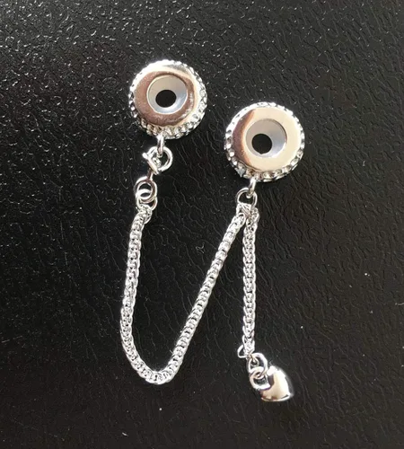 Miniatura 4 de ABAOLA - Dije con cadena de seguridad, con corazón de plata de ley 925, compatible con pulseras y collares Pandora
