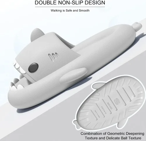Miniatura 4 de EECH Lindas pantuflas para niños grandes, sandalias de tiburón de nube, suela gruesa mejorada, antideslizantes, para interiores y exteriores, verano