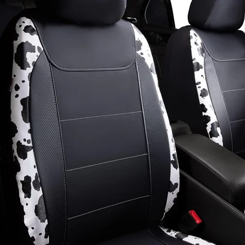 Miniatura 5 de Flying Banner - Fundas de asiento de automóvil para asiento delantero y trasero, piel sintética, a prueba de agua, fibra de carbono