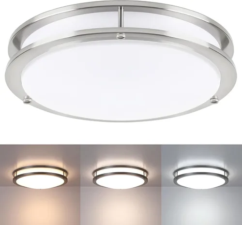 Miniatura 18 de Paquete de 2 Lámparas de Techo Negras, Lámpara de Techo LED de Montaje al Ras de 10 Pulgadas - Luces LED de Baño y Dormitorio Negro Mate