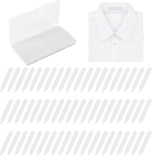 Miniatura 8 de 200 soportes de cuello para camisas de vestir de hombre, collar de plástico con funda de almacenamiento, inserciones invisibles de cuello de camisa