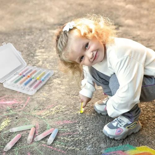 Miniatura 6 de Tiza sin polvo para niños pequeños – Tiza de color para acera con soporte, 12 piezas, no tóxica, lavable, para exteriores, niños pequeños de 1 a 3