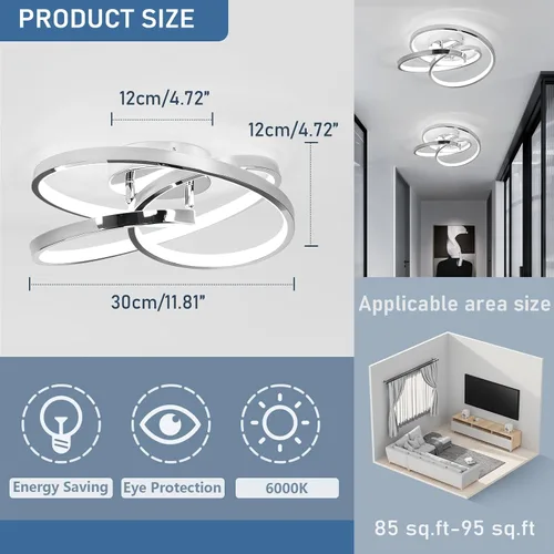 Miniatura 5 de Lámparas de Techo LED, 36W Lámpara de Techo LED Moderna de Montaje al Ras, Blanco Frío 6000K Luces de Techo Cercanas al Techo para Pasillo