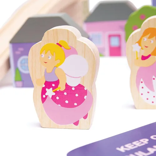 Miniatura 11 de Bigjigs Rail Fairy Town - Juego de tren de madera Juguete ferroviario para niños a partir de 3 años Pista de madera con modelo de aldea