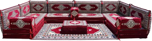 Miniatura 24 de arabicsofa Cojines de piso árabe en forma de U – Sofá tradicional Majlis con sofá otomano