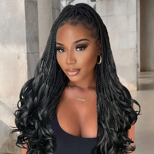 Miniatura 14 de Rizos franceses de cabello de ganchillo para mujeres negras, 14 pulgadas, paquete de 8 unidades, de color marrón degradado a rubio, suave