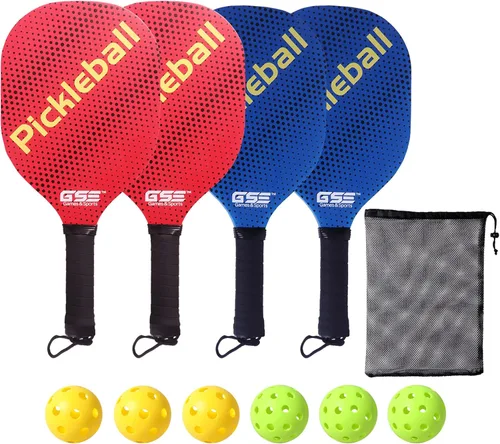 GSE Games & Sports Expert Juego de palas de pickleball con raquetas ligeras de pickleball y bolas de pepinillo para interiores y exteriores y bolsa