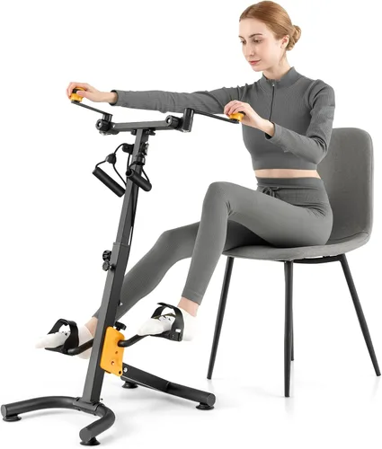 Goplus Ejercitador de pedal plegable para personas mayores, mano, brazo, pierna, rodilla, terapia física, bicicleta de ejercicio con altura