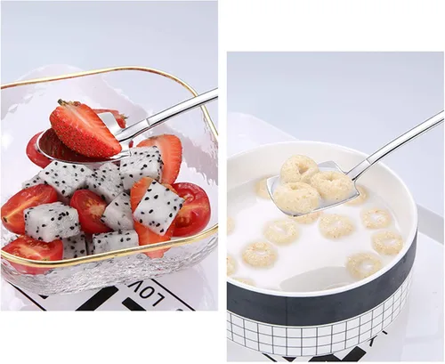 Miniatura 4 de Juego de 4 cucharas de pala de postre de frutas, cucharas de acero inoxidable de 6 pulgadas para postre café, té, helado, pastel de frutas