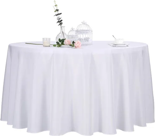 Miniatura 64 de Ascoza Paquete de 2 manteles rectangulares blancos de 60 x 84 pulgadas, tela de poliéster de 4 pies, para bodas, banquetes, restaurantes y fiestas