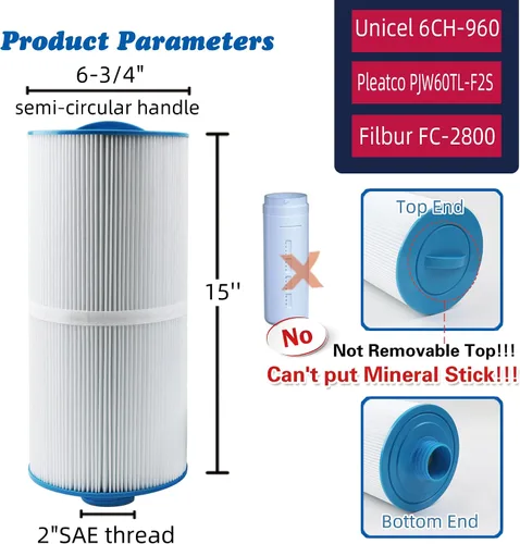 Miniatura 2 de Filtro de spa 6CH-960 Reemplaza filtros de jacuzzi J-300 J-400, Unicel 6CH-960, Pleatco PJW60TL-F2S, Filbur FC-2800, 6540-476, 6540-383, Filtro