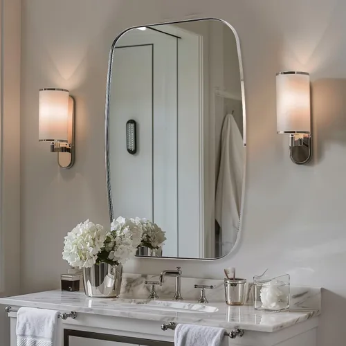 Miniatura 52 de ANDY STAR Espejo de baño de níquel cepillado, espejo ovalado de 20 x 30 pulgadas para baño, espejo oblongo de níquel cepillado con marco de metal