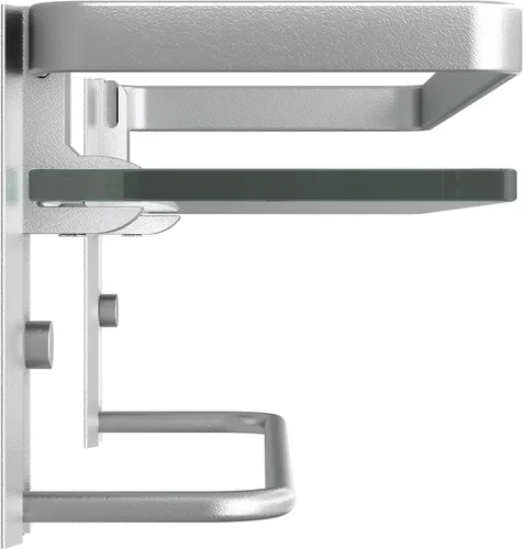 Miniatura 5 de Danpoo Estante de pared de baño con toallero, vidrio templado transparente, soporte para toallas de mano (plata mate)
