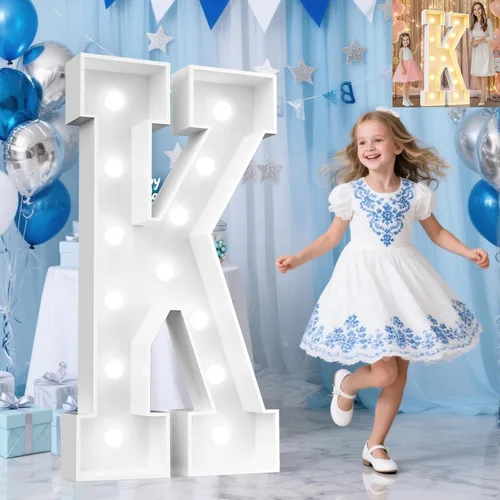 Miniatura 62 de Pooqla Letras de marquesina iluminadas de 3 pies, letras de marquesina con luz LED blanca fría y blanca cálida, letras de mosaico gigante para Letra