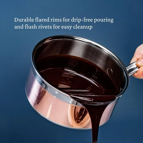 Miniatura 7 de Hestan - Colección CopperBond - Cacerola de cobre 100% puro, compatible con cocina de inducción, 1.5 cuartos