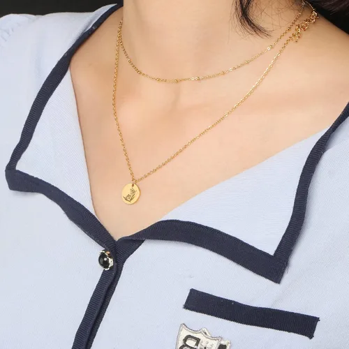 Miniatura 2 de Collar con colgante de flor del mes de nacimiento, chapado en oro de 18 quilates, delicado y sencillo mes de nacimiento, colgante de disco floral