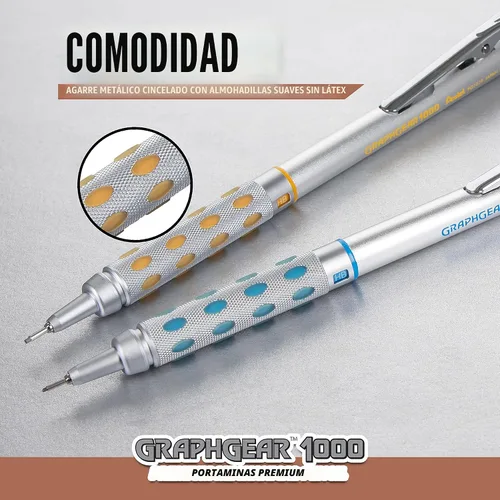 Miniatura 4 de Pentel GraphGear 1000 - Lápiz de dibujo automático (0.3mm), acentos negros, 1 unidad (PG1013G)