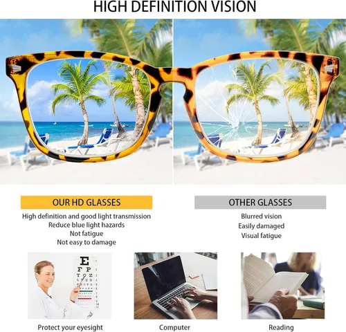 Miniatura 6 de SIGVAN Paquete de 5 Gafas de Lectura con Bloqueo de Luz Azul de Moda Cuadradas para Computadora para Mujeres y Hombres, Anteojos Nerd Anti Rayos UV
