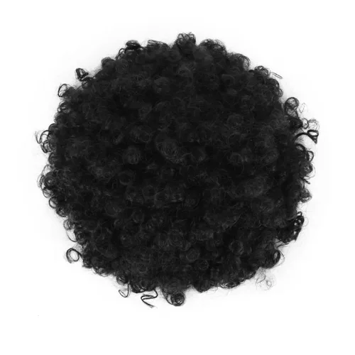 Miniatura 2 de LEOSA YiTi - Cola de caballo afro alta con cordón corto afro rizado con clip en moño de pelo rizado sintético hecho de fibra con clips (negro)