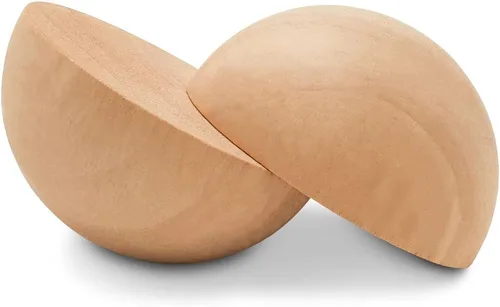 Miniatura 3 de Bolas de madera divididas de 3 pulgadas, paquete de 6 medias bolas de madera para manualidades y coronas de bricolaje, por Woodpeckers