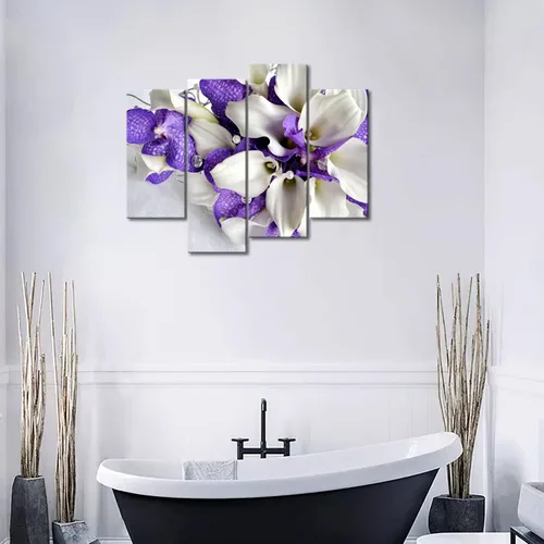 Miniatura 4 de Arte de pared de flores moradas, lienzo de lirio de cala, ramo de flores, fotos de cocina, impresión en lienzo con flores para sala de estar