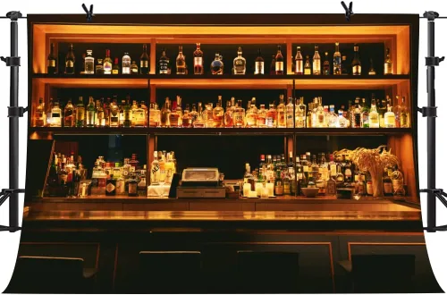 Miniatura 7 de Telones de fondo de bar de 5 x 3 pies para fotografía, vinilo para bebidas de vino, fondo de alcohol, cafetería, restaurante, estante de bebidas