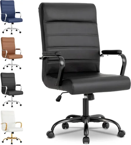 Miniatura 11 de Silla de escritorio de oficina, sillas modernas de cuero para sala de conferencias, silla ergonómica de respaldo alto, silla ejecutiva giratoria