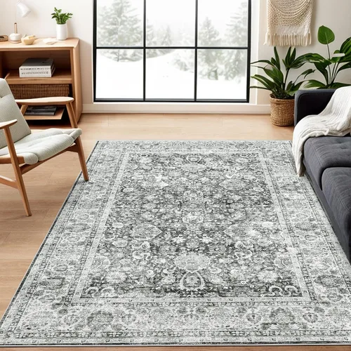 Miniatura 86 de Alfombras de área de 5 x 8 pies para dormitorio, alfombra lavable de 5 x 8, alfombra vintage grande, antideslizante, alfombra bohemia para sala