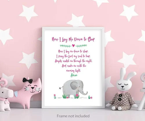 Miniatura 4 de Now I Lay Me Down To Sleep Wall Art Prints - Unframed 8x10 - Bible Verse Poster for Kids - Inspirational Sayings Christian Decor for Children