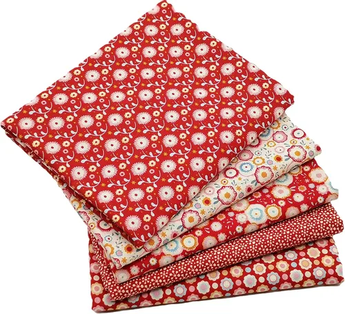 iNee Paquetes de Tela para Cuartos Gruesos, Tela de Algodón Precortada en Cuadrados para Coser y Acolchar, 18 x 22 pulgadas, Rojo