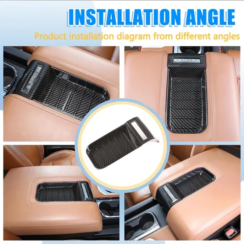 Miniatura 6 de Caja de Reposabrazos de Consola Central Caja de Almacenamiento Cubierta Calcomanía de Ranura Accesorios de Automóvil para Toyota Tundra 2014-2021