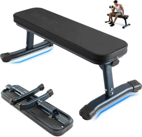 Banco de peso plano, banco de entrenamiento de 660 libras, equipo de ejercicio de prensa de banco para gimnasio en casa, entrenamiento de fuerza con