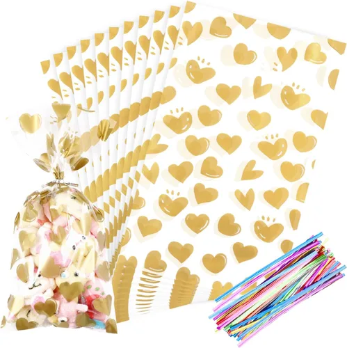 Miniatura 27 de 100 bolsas de regalo de celofán con estampado de estrellas, de 6 x 10 pulgadas, bolsas de regalo de celofán, bolsas de regalo de fiesta, bolsas