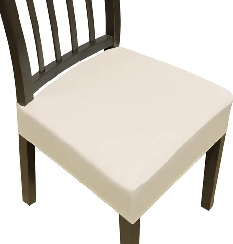 Juego de 4 fundas elásticas para sillas de comedor, fundas para sillas de comedor, fundas para sillas de cocina, fundas de asiento extraíbles y Beige