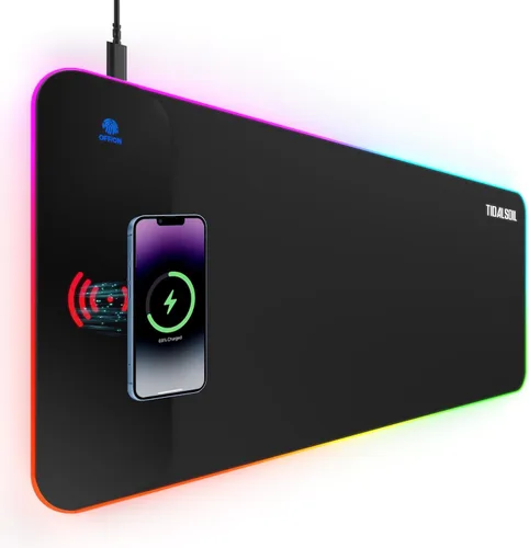 Miniatura 10 de Alfombrilla de mouse RGB grande para juegos con concentrador USB de 4 puertos y 13 modos de iluminación, alfombrilla de mouse para teclado