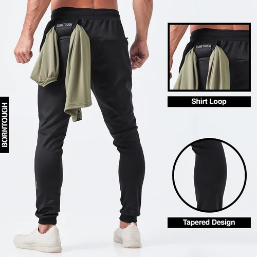 Miniatura 3 de Born Tough Pantalones deportivos de entrenamiento ajustados para hombre, para fisicoculturismo, gimnasio, pantalones deportivos con bolsillos