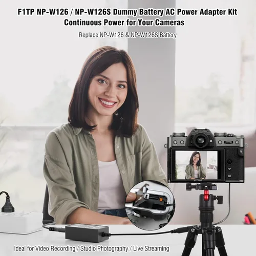 Miniatura 2 de NP W126S Batería ficticia CP-W126 Adaptador de corriente alterna compatible con Fujifilm X100VI X-M5 X-T50 X-T30 III X-E5 X Half X100V X-T3 X-Pro3
