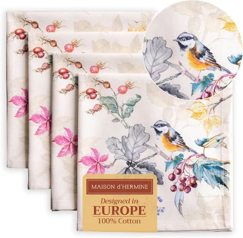 Miniatura 63 de Maison d' Hermine Happy Florals - Juego de 4 servilletas 100% algodón suave y cómodo perfectas para cenas familiares, bodas, fiestas de cóctel, 063