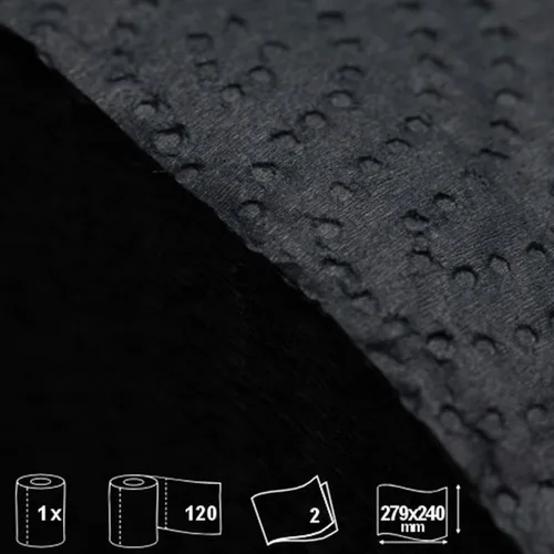 Miniatura 2 de Renova Toalla de papel negra de 2 capas, 120 hojas altamente absorbentes, certificado FSC, diseño sostenible, perfecta para el hogar u oficina