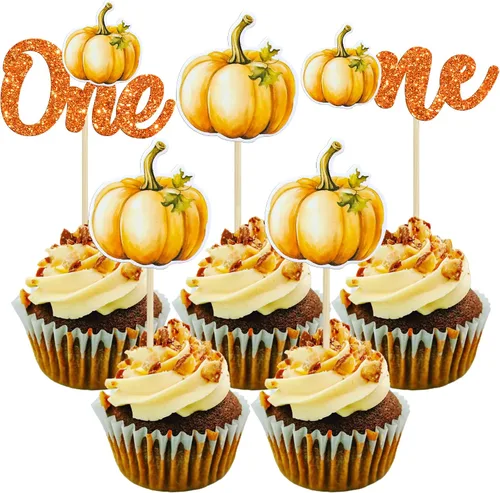 Miniatura 26 de 24 adornos de calabaza para cupcakes con purpurina para otoño, hojas, flores, calabaza, cupcakes, decoración de pasteles para Halloween, decoración