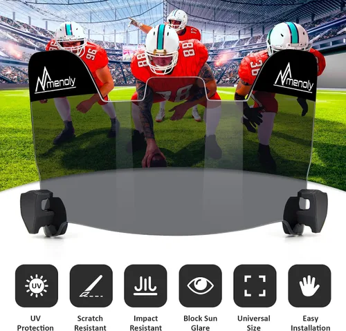 Miniatura 5 de MENOLY Visera de fútbol, visera de casco de fútbol juvenil, resistente a los arañazos, bloqueador UV, visera de protección facial para casco