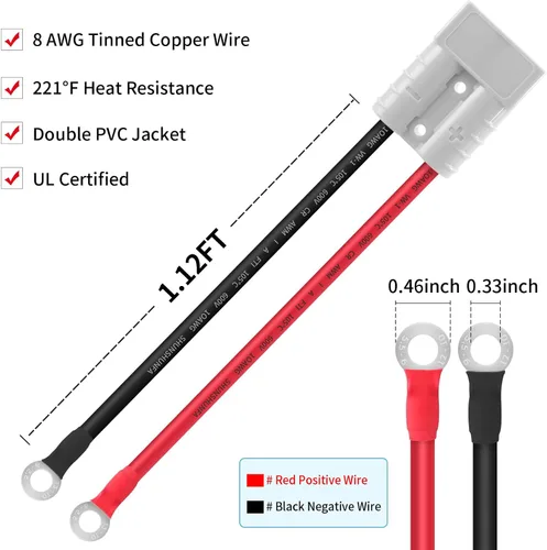Miniatura 2 de Cable de conexión rápida de batería de 65 amperios 8AWG de 1.12 pies de desconexión rápida - Kit de enchufe de carga de 12 V resistente