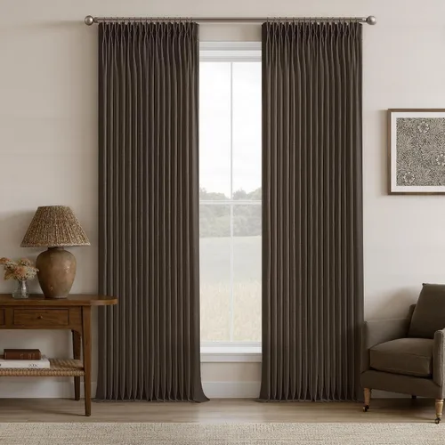 Miniatura 17 de TWODRAPES Cortinas de Lino Plisadas con Pinza Beige Blancas de 54 Pulgadas de Largo 2 Paneles para Comedor Cocina Dormitorio Plisadas Semi