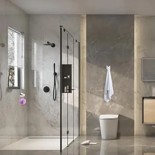 Miniatura 4 de Ganchos para toallas para baños, ganchos para batas, ganchos para abrigos, paquete de 4 ganchos cuadrados de acero inoxidable cromado pulido, Cromo